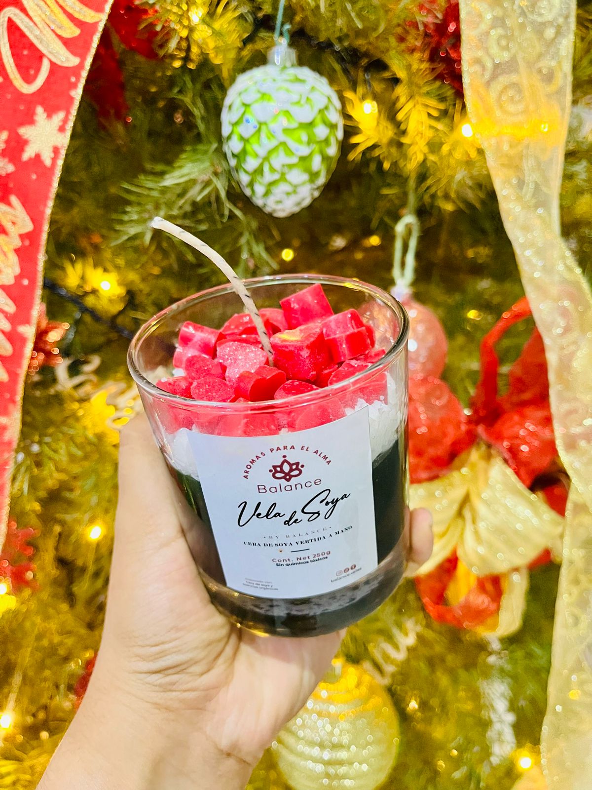 Vela navideña aroma ponche de frutas